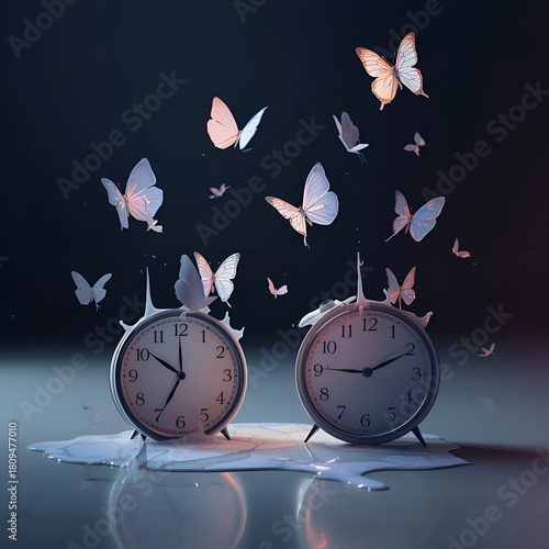 Lucid Origin Minimal Concept of Delicate Neon Butterflies