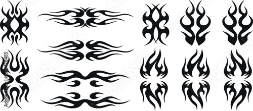  Tattoo or racing vector icon set