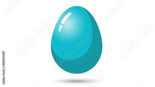A glossy cyan egg casts a soft shadow