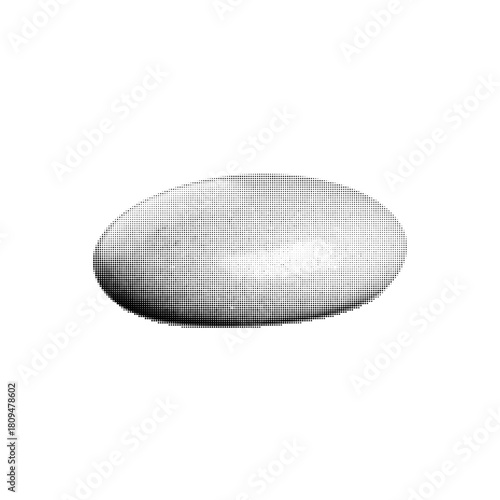 Halftone illustration of a smooth round stone with soft shadow. Minimal monochrome graphic element for abstract design, nature themes, posters, and modern layouts.