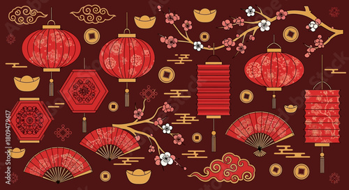 collection of traditional Chinese New Year