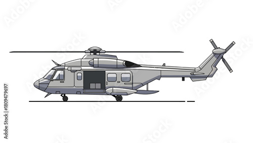 A grayscale pixel art illustration of a helicopter