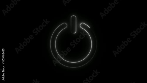 power button icon animation glowing neon red and blue color startup shutdown screen turn on off button switch stop start computer closed button futuristic sign symbol 