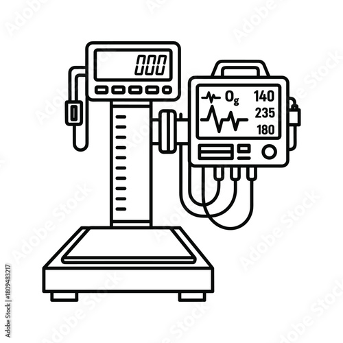 Medical equipment for measuring vital signs isolated on health diagnostic device