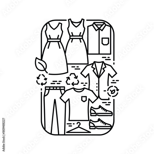 Sustainable fashion and textile recycling with ecofriendly clothing icon