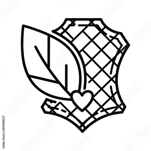 Vegan leather and sustainable fabric with ecofriendly material icon