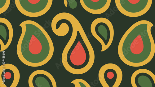 Vibrant paisley pattern in bold retro colors for eye-catching backgrounds, textiles, and creative projects that need a vintage flair and unique style