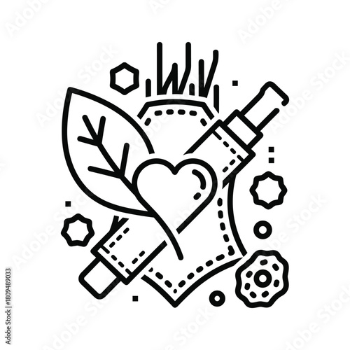 Sustainable and ecofriendly fabric or leather material concept icon