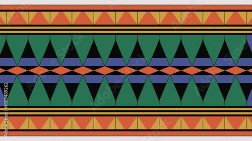 Vibrant geometric pattern with triangles and diamonds for eye-catching designs, perfect for textiles, backgrounds, or creative projects