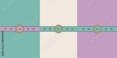 A pastel illustration of a belt with gold buckles over a striped background of mint cream and lavender