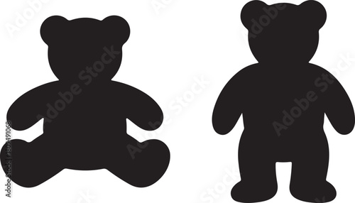 Teddy bear silhouette set black minimalist bear icons
