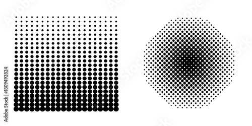 Dotted gradient vector illustration, white and black halftone background