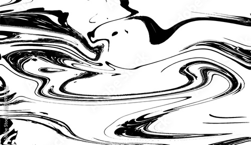 Liquify Abstract Pattern With Black & White. Graphics Color Art Form. Digital Background With Liquifying Flow. Liquid paint marbling effect background. 
