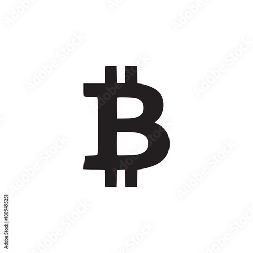 A minimalist black and white image featuring the bitcoin symbol centered on a plain white background