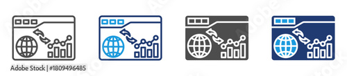 website traffic  icon set with multiple style