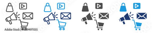 advertising campaign icon set with multiple style