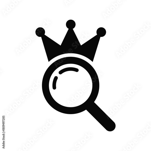 Magnifying glass with a crown, symbolizing royalty and investigation