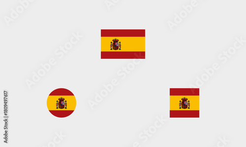 Spanien Flaggen-Set – Professionelle Darstellung: Original, Rund und Quadratisch (korrekte Farben)