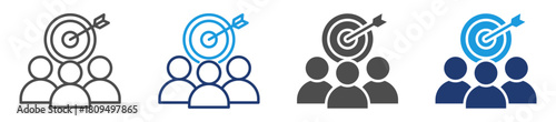 target audience icon set with multiple style