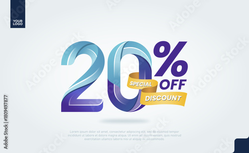 20 Percent Discount Icon Colorful 3D Label