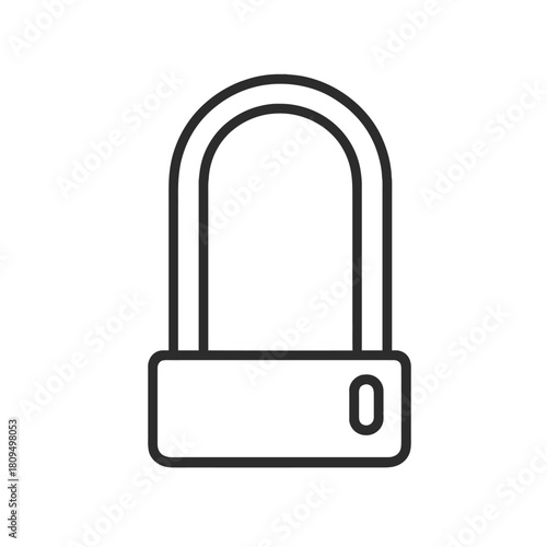 Print   Simple line art of a bicycle lock with a clean, modern design.