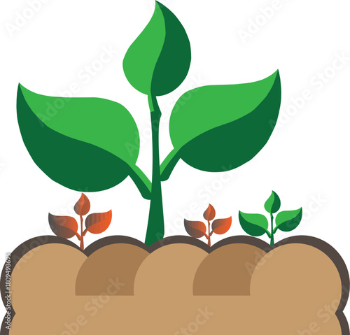Plant growth, seedling, or sprout flat vector icon symbol