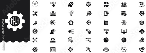 Configuration Icons set vector illustration with collection of optimization, integration, automation, setting, gears, control, admin, management, adjustment, maintenance, update, workflow, support.