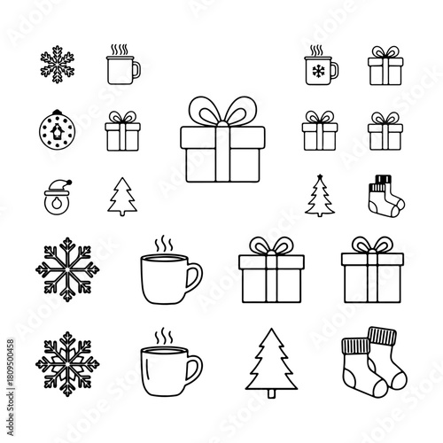 gift, coffee, snow, sucks , trees ball, winter concept