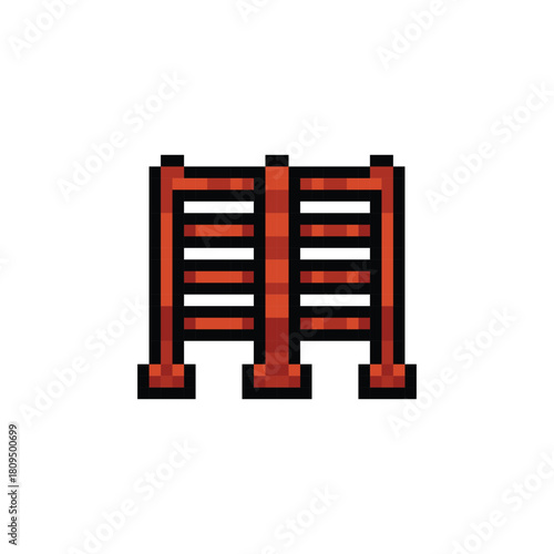 Pixel art wooden fence graphic clipart