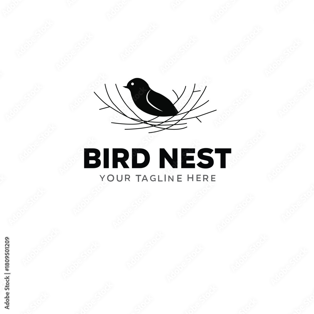 Fototapeta premium Nest bird nature icon logo