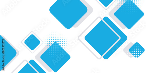 White abstract background with blue and gray square shapes. Modern and futuristic dotted effect background concept for covers, brochures, presentations, certificates, and websites.
