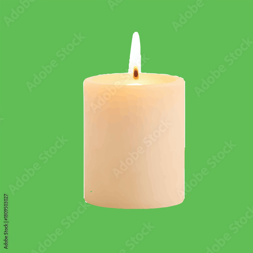 Print   A minimalistic candle with a lit wick, soft light glowing.