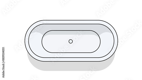 Topdown view of a white bathtub with a drain