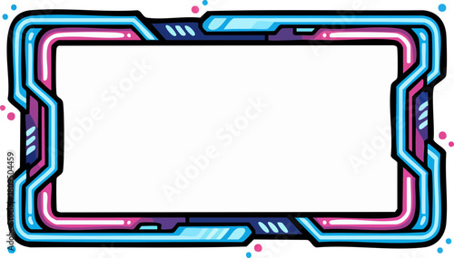 Futuristic Neon Border Frame with Digital Glow Effect
