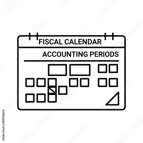 Fiscal calendar icon representing accounting periods and financial planning schedule, isolated on