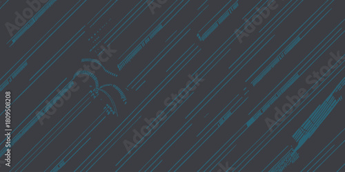 A dark abstract background with diagonal teal lines and faded circular shapes in the corner