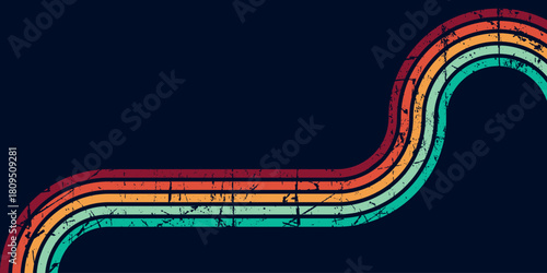 Abstract background with fun rainbow wavy line design. Modern and trendy Hippie Retro style background concept. EPS. 3
