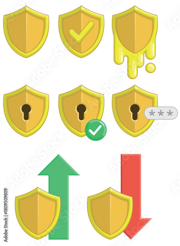 Golden Shield Security Protection Signs Set