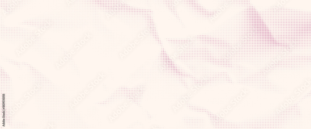 Fototapeta premium Wrinkled paper texture pattern with pink halftone. Dot gradient effect vector background. Trendy overlay print.
