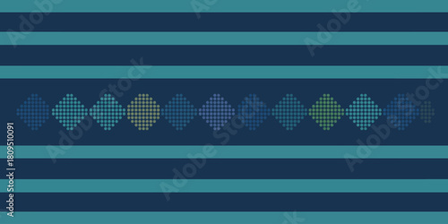 A patterned background with horizontal stripes and a row of diamond shapes made of small circles