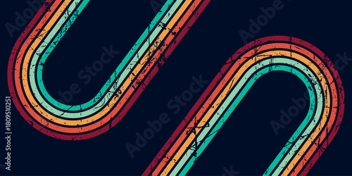 Abstract background with fun rainbow wavy line design. Modern and trendy Hippie Retro style background concept. EPS. 5