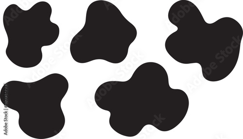 Irregular Black Organic Shapes Scattered on a White Background abstract blob