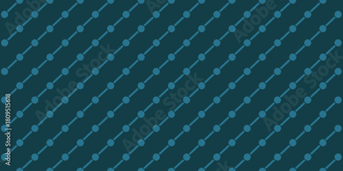 A repeating pattern of light blue dots connected by lines on a dark teal background diagonally aligned
