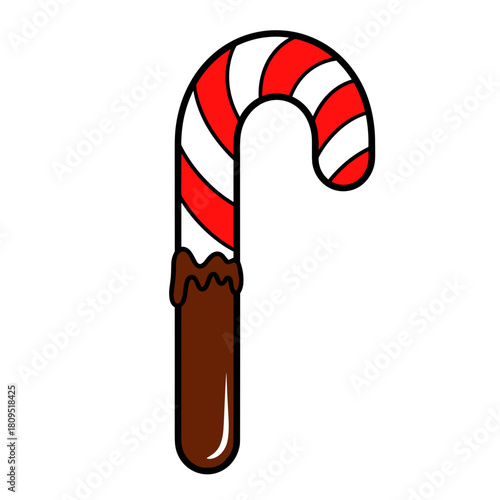 Candy cane with chocolate coating, festive Christmas treat and holiday sweets