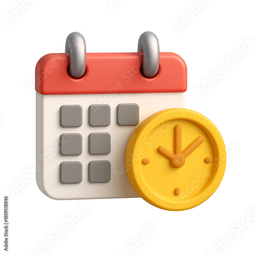 3d schedule calendar time icon isolated on transparent background