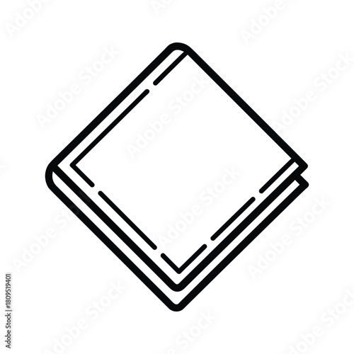 Folded cloth napkin or handkerchief, square shape, isolated on