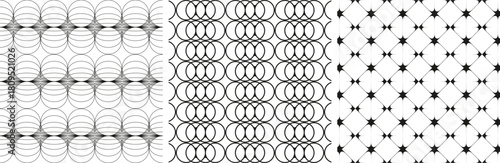 Collection Modern Shapes Pattern Pack Abstract Geometric Seamless Design unique outline circles, and diamond shape outline