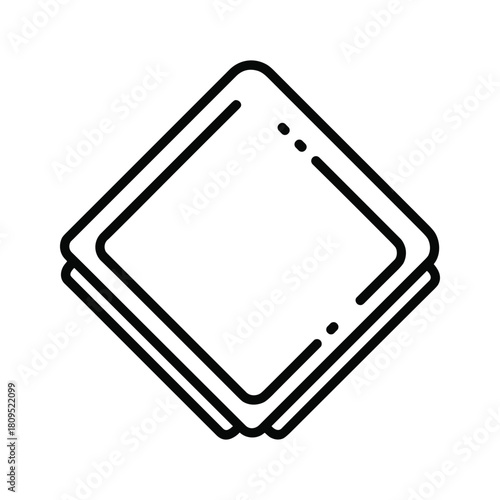 A neatly folded square napkin, isolated on