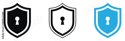 Cybersecurity shield icon set for data protection and digital privacy solutions - get secure today with cutting-edge safety symbols!