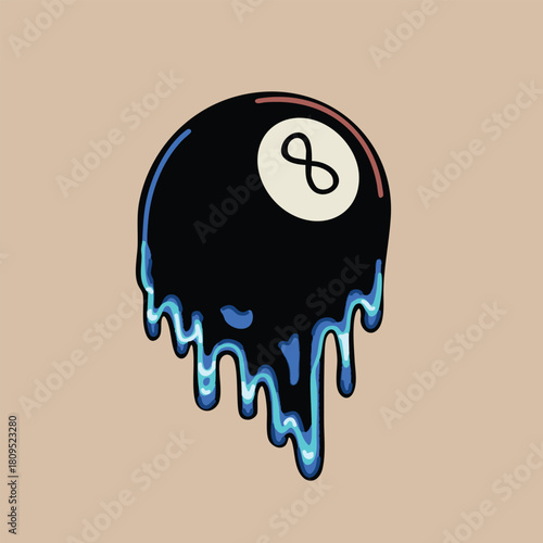 8 ball melt driping design vector